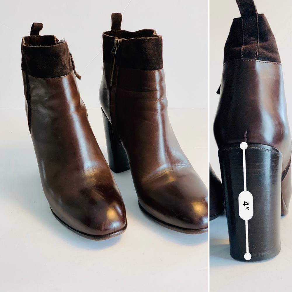 Sartore Brown Leather Round Toe Ankle Boots